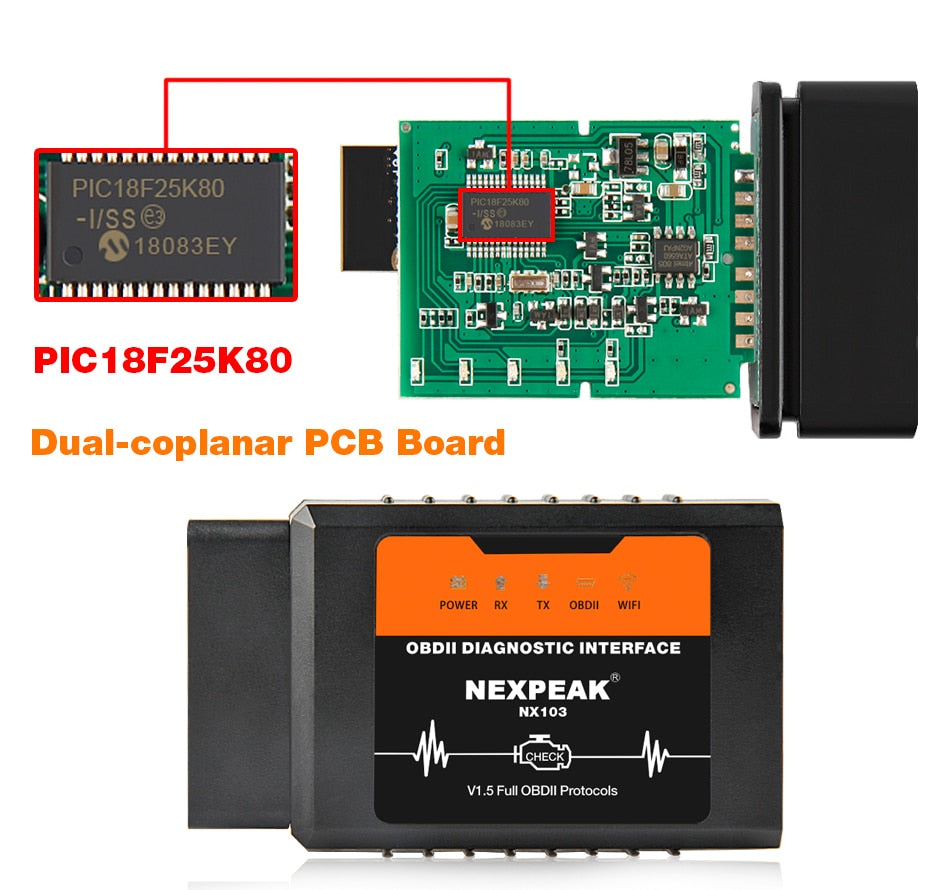 Nexpeak  ELM327 WIFI V1.5 OBD2 Scanner Car Fault Code Reader OBDII Scaner Adapter Auto Diagnostic Scan Tool for IOS Android